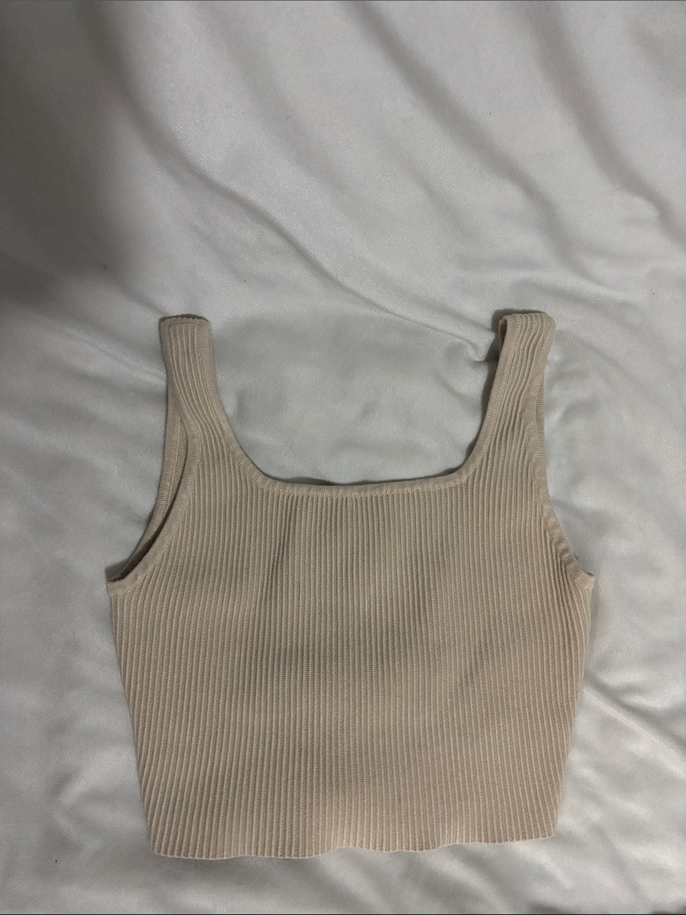 House of Harlow 1960 Ribbed Square-Neck Crop Top - Tan